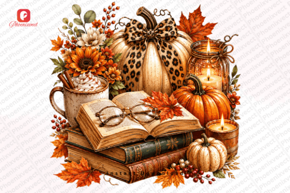 Download Leopard Pumpkin Coffee Lover Book Stack - Coffee lover Collection
